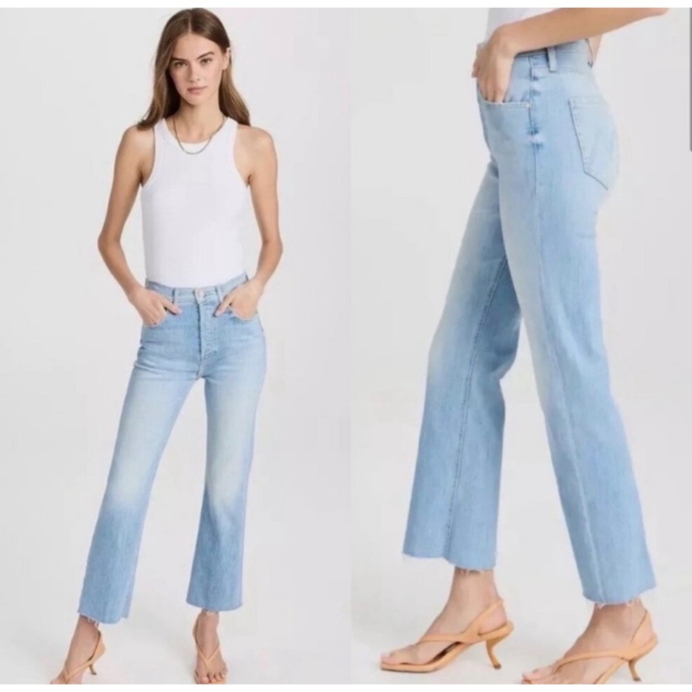 Mother The Tripper Ankle Fray Womens 26 Blue Island Time High Rise Raw Hem Denim